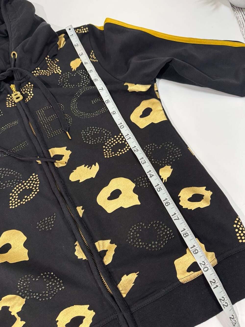 BCBG Max Azria Black and Gold Studded Zip-Up Hoodie Medium - Picture 5 of 10